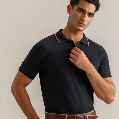 Polo de piqué negro premium