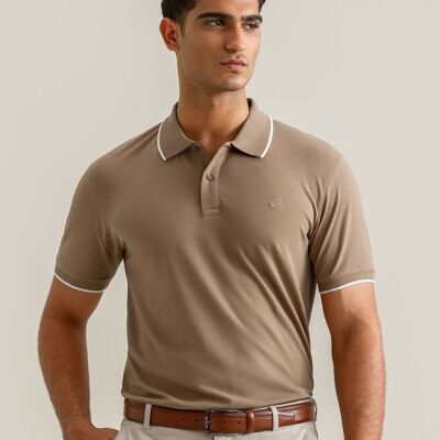 Polo Premium de piqué camello