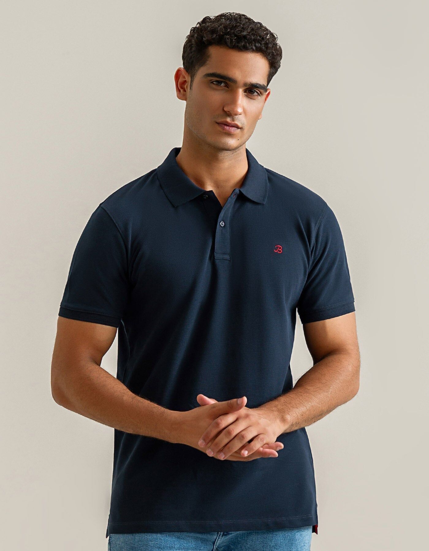 Polo in morbido cotone tinta unita - Blu navy