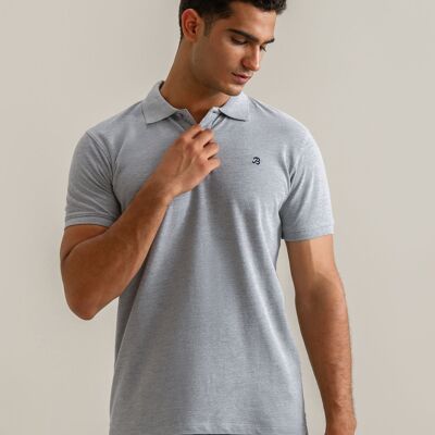 Polo uni gris chiné