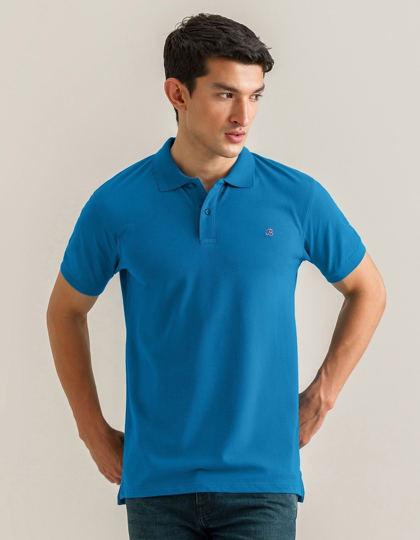 Polo in cotone semplice – Turchese