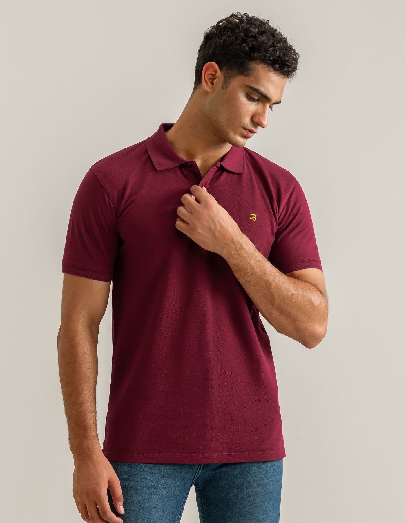 Polo in piqué tinta unita bordeaux