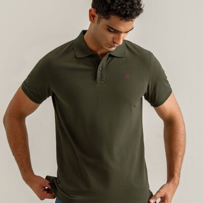 Polo verde oliva rico en algodón