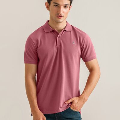 Polo de piqué liso - Rosa cálido