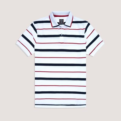 Camisa polo de rayas blancas