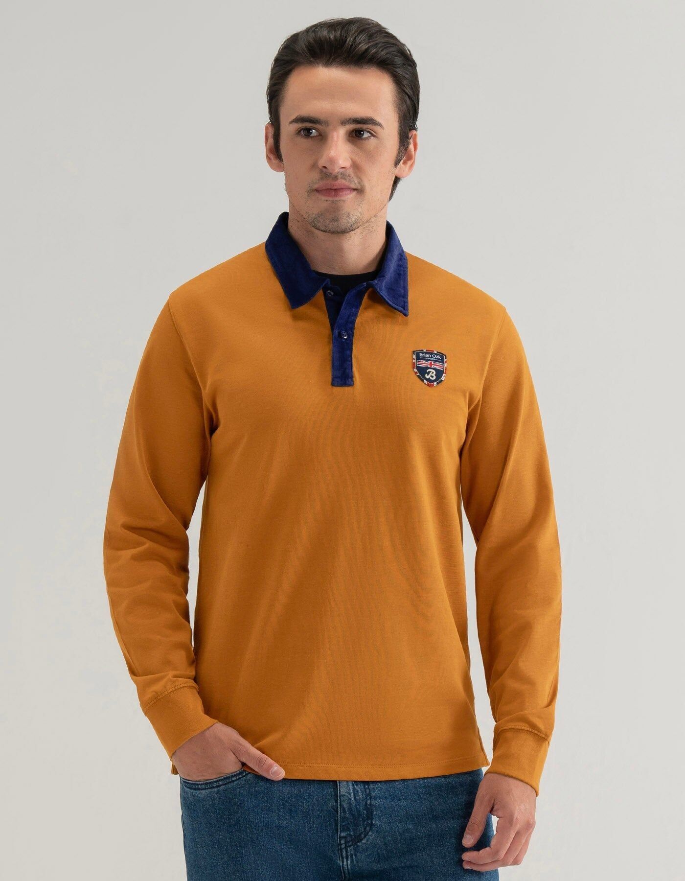 Maglia da rugby semplice color senape arancione