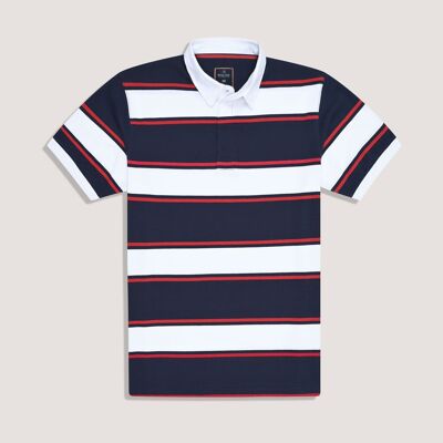 Polo a righe blu navy e bianche