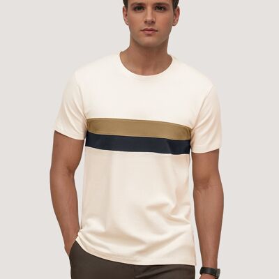 Camiseta de rayas en contraste en blanco roto