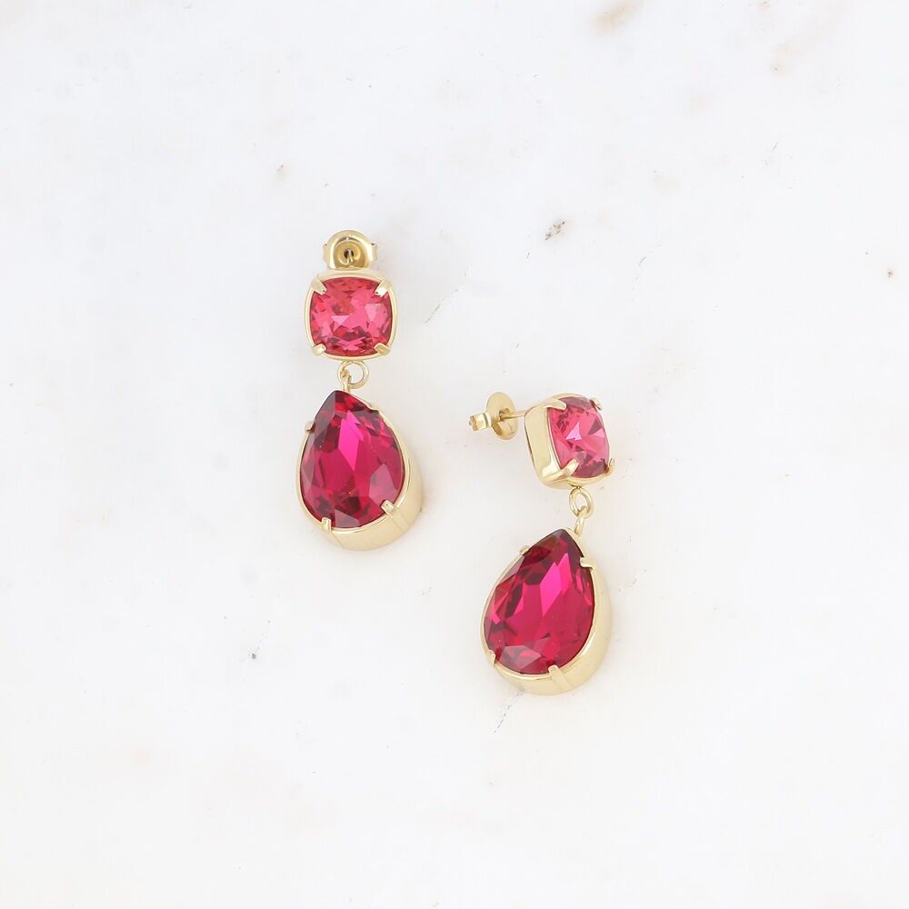 Hängende Ohrringe – 10 mm Kristalle und 13 x 18 mm Tropfen