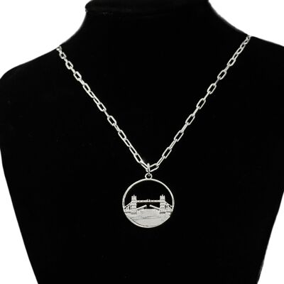 Collar con colgante del Puente de la Torre, mediano, plata