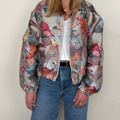 CHAQUETA BOMBER DE JACQUARD METÁLICO (3581)