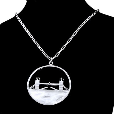 Collier avec pendentif Tower Bridge, grand format, en argent