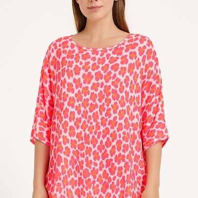 T-SHIRT CON STAMPA LEOPARDATA NEON
