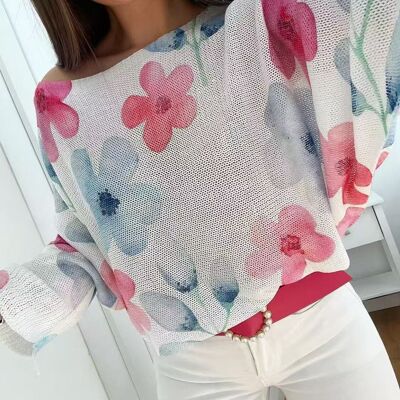 PESS PRINT PE25 fleurs roses brillant