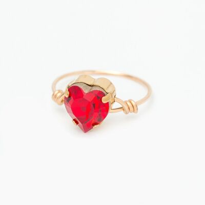 Anello CUORE rosso con montatura in oro
