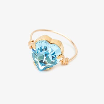 Anello CUORE blu con montatura in oro