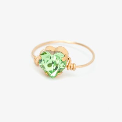 Anello CUORE verde con montatura in oro