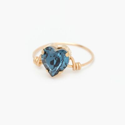 Bague HEART Bleue Dorée
