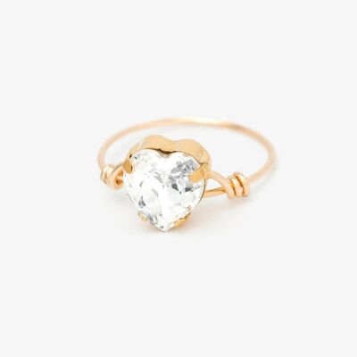 Anello con cristallo CUORE incastonato in oro
