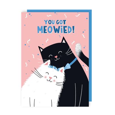 Confezione da 6 biglietti di nozze "You Got Meowied"