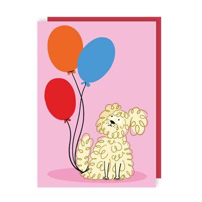 Confezione da 6 biglietti di auguri di compleanno con cane e palloncini