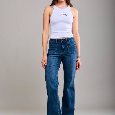 Jeans lunghi con tasche applicate - Natasha