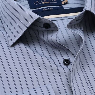 Camisa de vestir gris a rayas azul marino