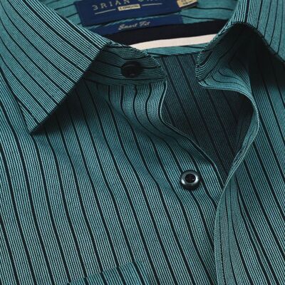 Camicia da abito a righe verde mare Dobby