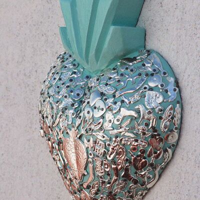 Coeur sacré ex-voto - Offrande votive mexicaine - Grand modèle
