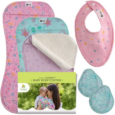 Baby Burp Cloths, Pack de 3 Cotons Certifiés pour Nouveau-Nés – Pastel
