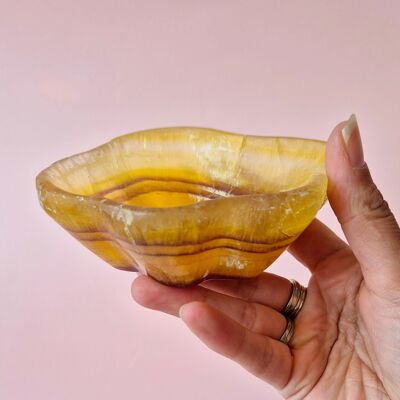 Cuenco de fluorita con caramelo de piedra preciosa amarilla – Forma orgánica | 11x9x4cm Forma libre