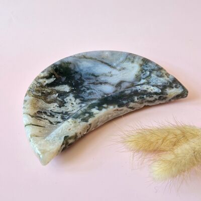 Cuenco con piedras preciosas en forma de luna de ágata musgosa drusa – aprox. 15 cm #3