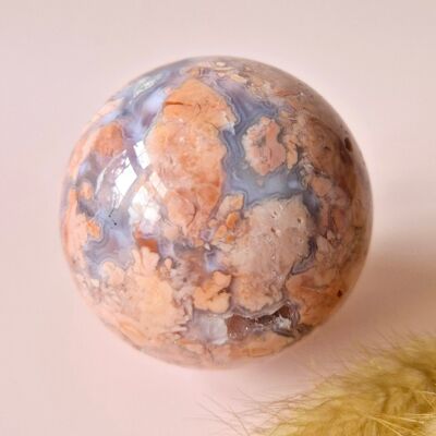 Bola de ágata de pétalos druzy de cristal de 64 mm: una obra de arte única de la Madre Tierra