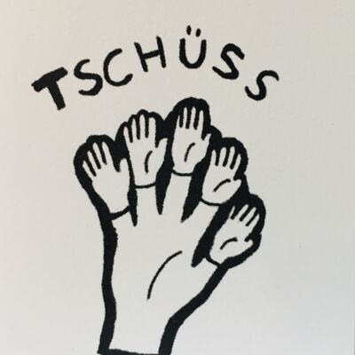 Karte Hände Tschüss Mach's Gut