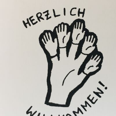 Karte Hände Herzlich Willkommen