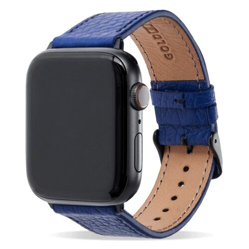 Apple Watch Armband Nappa blau (Adapter schwarz) 42/44/45mm