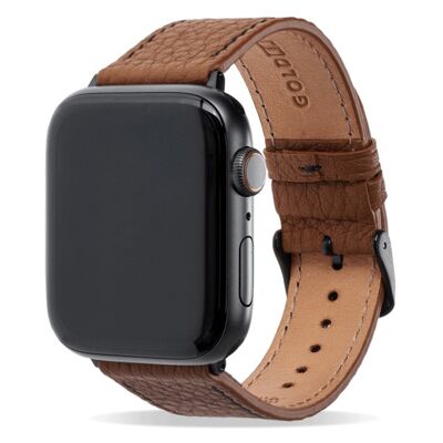 Bracelet Apple Watch marron nappa (adaptateur noir) 42/44/45mm
