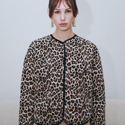 veste leopard matelassé manche longue