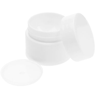 Tarro cosmético, plástico, blanco con tapa interior, para 3 ml, Ø 3,2 cm, altura: 2,7