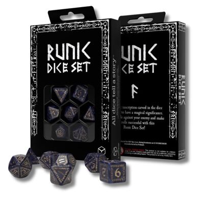 Runic Mixed-blue & Gold Dice Set Q-WORKSHOP