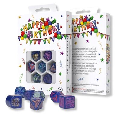 Juego de dados de feliz cumpleaños: serpentinas Q-WORKSHOP
