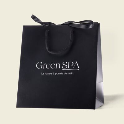 EN STOCK EN JULIO // Bolsa de papel laminado – Tamaño mediano con cordón de algodón y cintas de raso