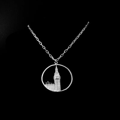 Big Ben Pendant Necklace Large Silver
