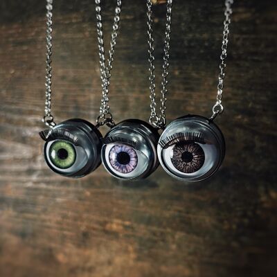 Blinking Doll Eye Necklace - Purple