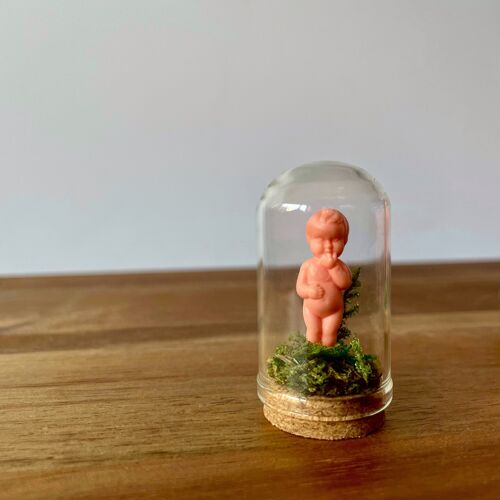 Tiny Friend, Miniature Kitsch Doll In Glass Dome