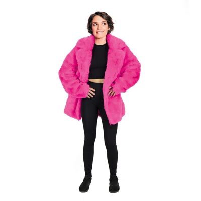 VESTE FOURRURE ROSE FLUO TAILLE M
