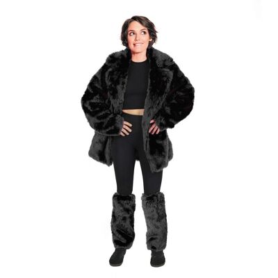 BLACK FUR JACKET SIZE XL