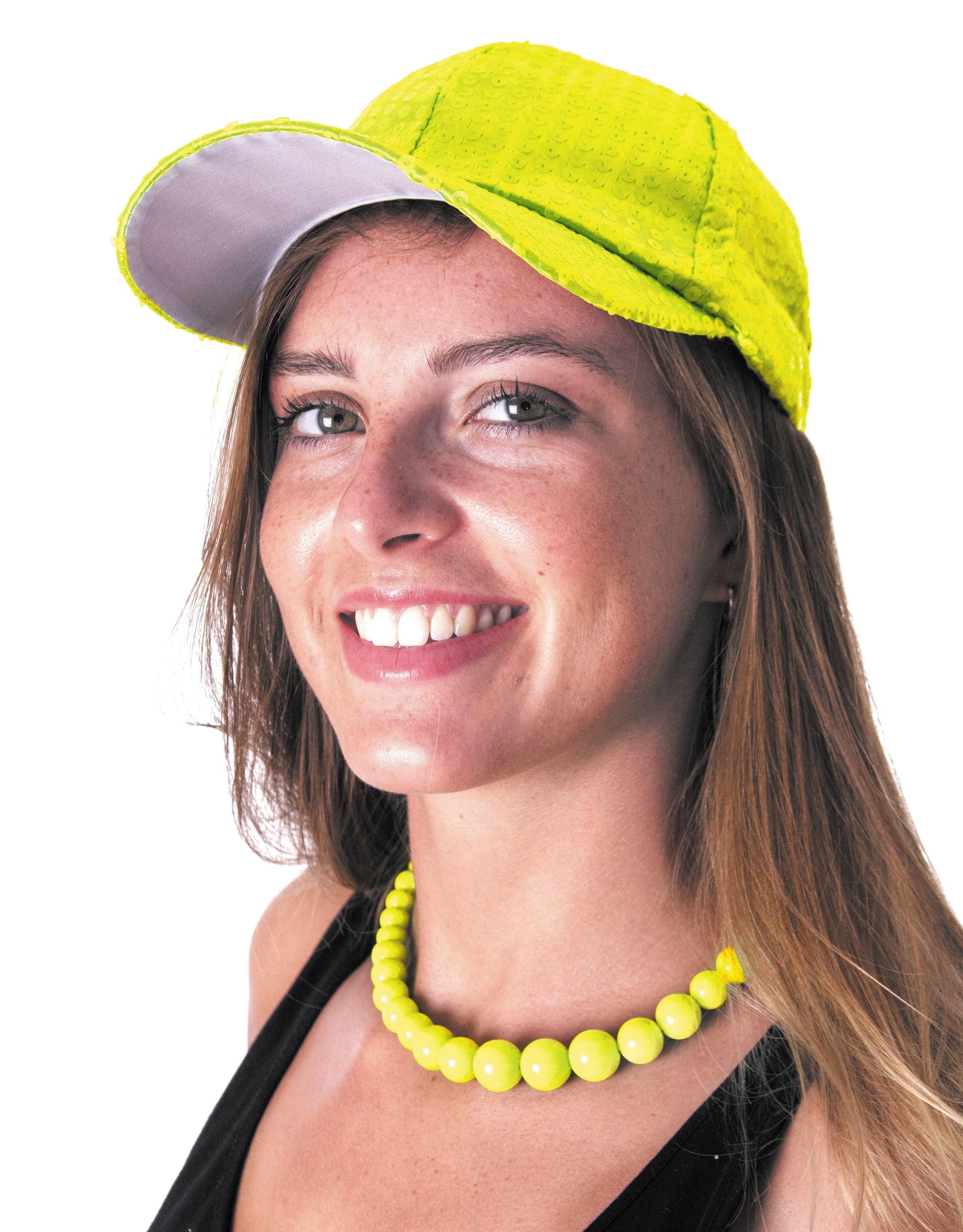 CAPPELLINO CON PAILLETTES GIALLO NEON