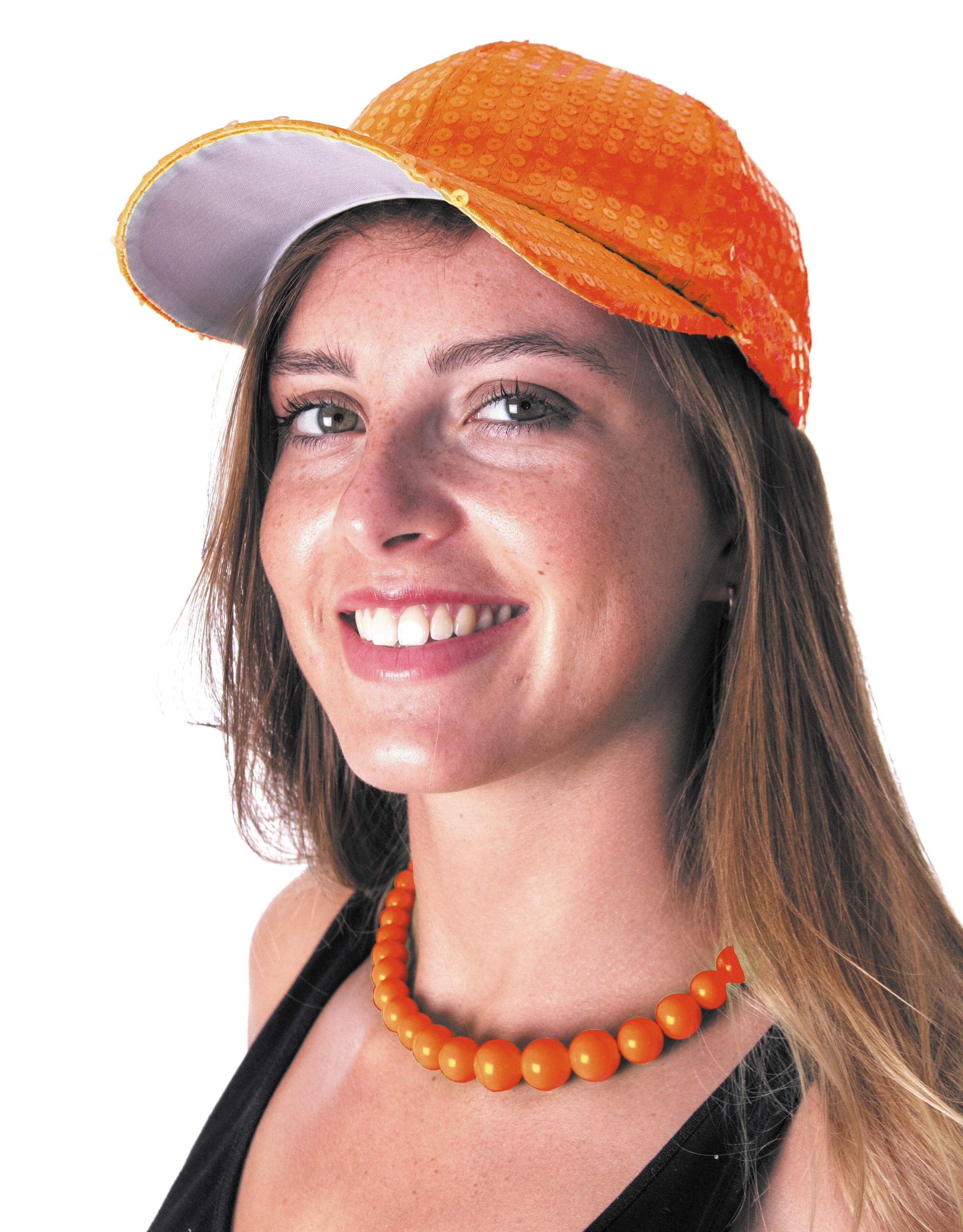 CAPPELLINO CON PAILLETTES ARANCIONE NEON
