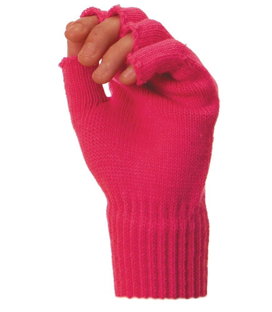 Guanti in maglia rosa neon